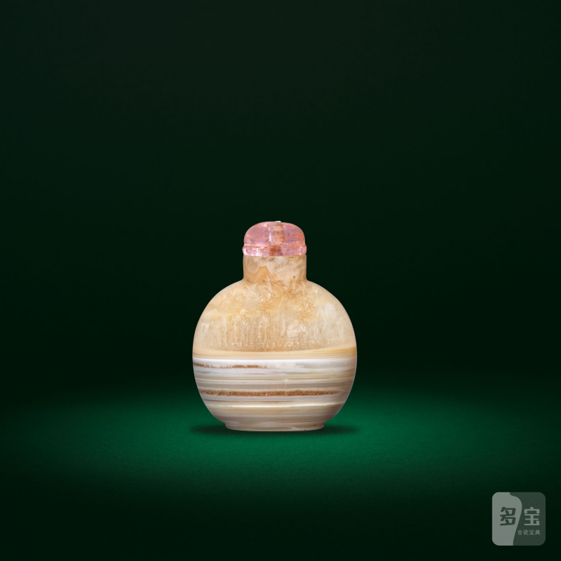 十八/十九世紀 玉帶紋瑪瑙鼻煙壺 | A SMALL BANDED AGATE SNUFF BOTTLE - 图3